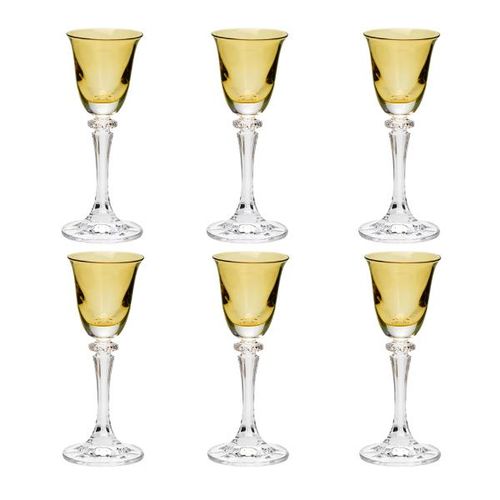 Jogo de taças licor em cristal Bohemia Kleopatra 6 peças 50ml ambar