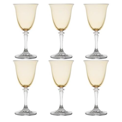 Jogo de taças vinho branco em cristal Bohemia Kleopatra 6 peças 250ml ambar
