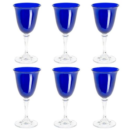 Jogo de taças vinho tinto em cristal Bohemia Kleopatra 6 peças 290ml azul Jogo de taças vinho tinto em cristal Bohemia Kleopatra 6 peças 290ml azul