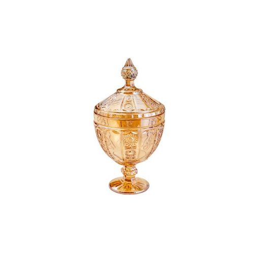 Bomboniere em cristal com pé Wolff Belle 15,5x28cm âmbar Bomboniere em cristal com pé Wolff Belle 15,5x28cm âmbar