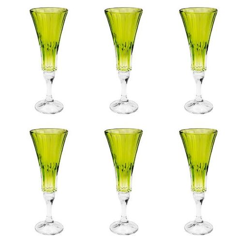 Jogo de taças champanhe em cristal Bohemia Wellington 6 peças 180ml lime Jogo de taças champanhe em cristal Bohemia Wellington 6 peças 180ml lime