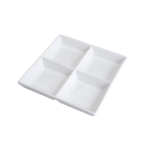 Petisqueira quadrada em porcelana com 4 divisões Bon gourmet 25x25x4cm branco Petisqueira quadrada em porcelana com 4 divisões Bon gourmet 25x25x4cm branco