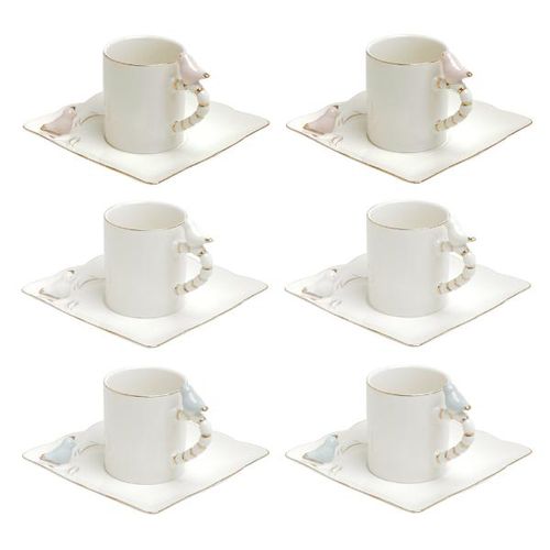 Jogo de xícaras para café em porcelana Wolff Birds 6 peças color Jogo de xícaras para café em porcelana Wolff Birds 6 peças color