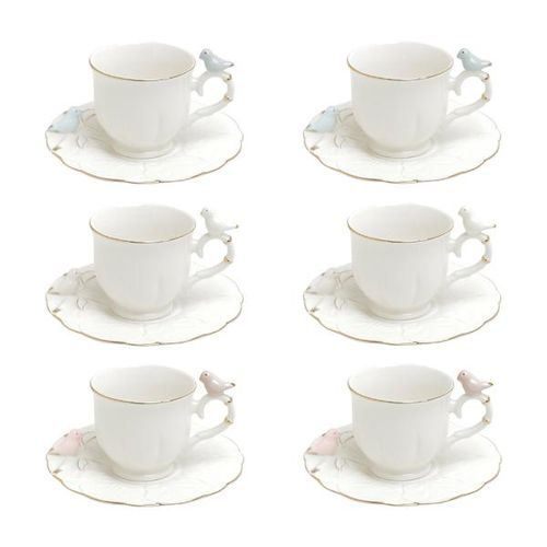 Jogo de xícaras para café em porcelana Wolff Birds Roud 6 peças color Jogo de xícaras para café em porcelana Wolff Birds Roud 6 peças color