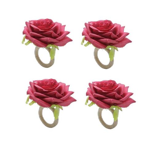 Jogo de porta-guardanapos de plástico Bon Gourmet Rosa 4 peças 13x4,5cm vermelho Jogo de porta-guardanapos de plástico Bon Gourmet Rosa 4 peças 13x4,5cm vermelho