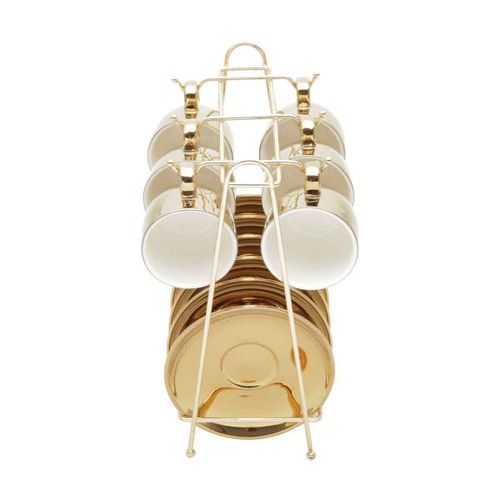 Jogo de xícaras para café com pires e suporte Wolff Versa 90ml 6 peças branco/dourado