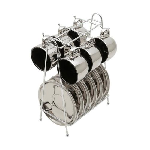 Jogo de xícaras para café com pires e suporte Wolff Versa 90ml 6 peças preto/prata Jogo de xícaras para café com pires e suporte Wolff Versa 90ml 6 peças preto/prata