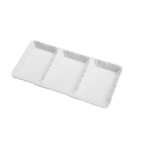 Petisqueira em porcelana com 3 divisões Bon gourmet 28x14x2,5cm branco