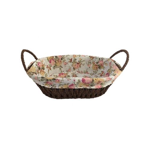 Cesta oval em ferro com revestimento em tecido Dynasty 27cm marrom