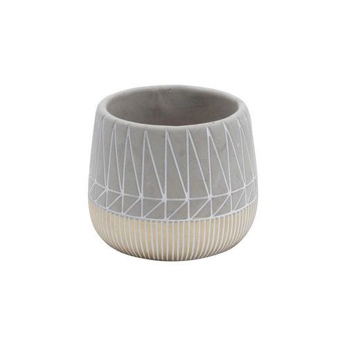 Vaso em concreto Urban Inlined Squares 13x11cm cinza/dourado Vaso em concreto Urban Inlined Squares 13x11cm cinza/dourado
