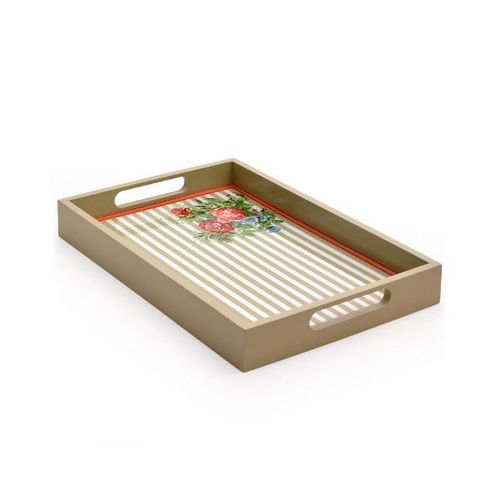 Bandeja retangular em madeira Decorglass Fendi 36,5x24x4,5cm Bandeja retangular em madeira Decorglass Fendi 36,5x24x4,5cm