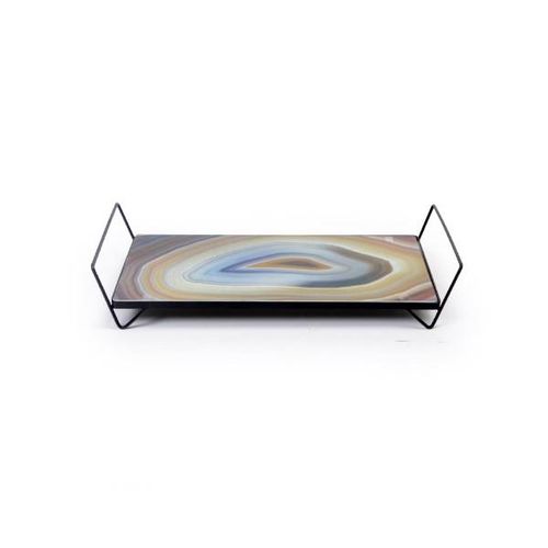 Bandeja em ferro retangular com vidro Decorglass 20x40cm 18606