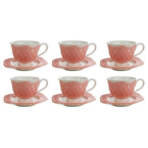Jogo de xícaras para chá em porcelana Wolff Givemy 220ml 6 peças rosa