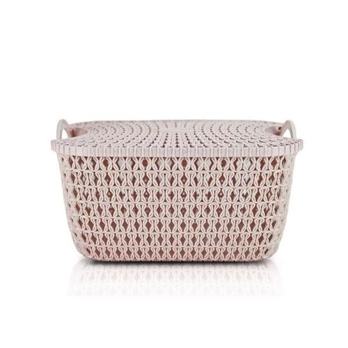 Cesto retangular organizador em plástico com tampa Jacki Design 35cm rosa Cesto retangular organizador em plástico com tampa Jacki Design 35cm rosa