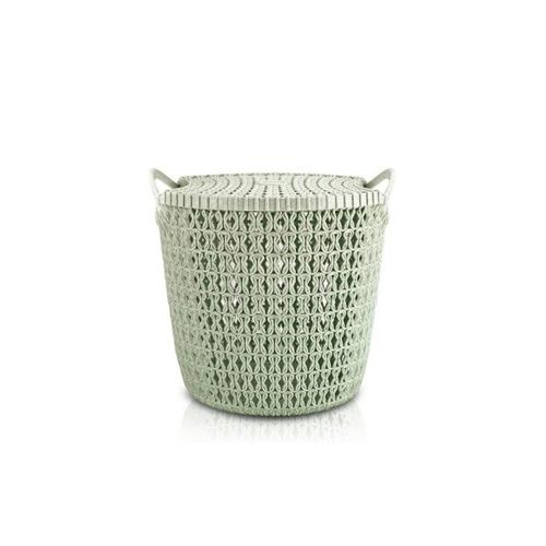 Cesto redondo organizador em plástico com tampa Jacki Desing 26cm verde Cesto redondo organizador em plástico com tampa Jacki Desing 26cm verde