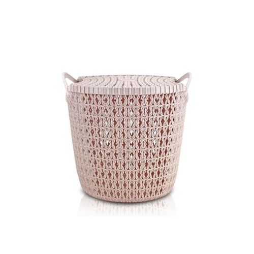 Cesto redondo organizador em plástico com tampa Jacki Desing 29cm rosa Cesto redondo organizador em plástico com tampa Jacki Desing 29cm rosa