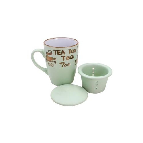 Caneca porcelana com infusor Bon Gourmet Vintage Letters 350ml verde Caneca porcelana com infusor Bon Gourmet Vintage Letters 350ml verde