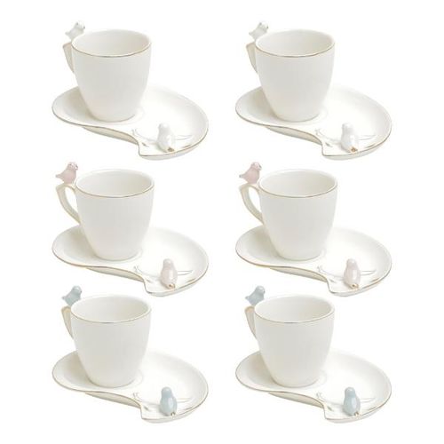 Jogo de xícaras para café em porcelana Wolff Cut Birds 6 peças color Jogo de xícaras para café em porcelana Wolff Cut Birds 6 peças color