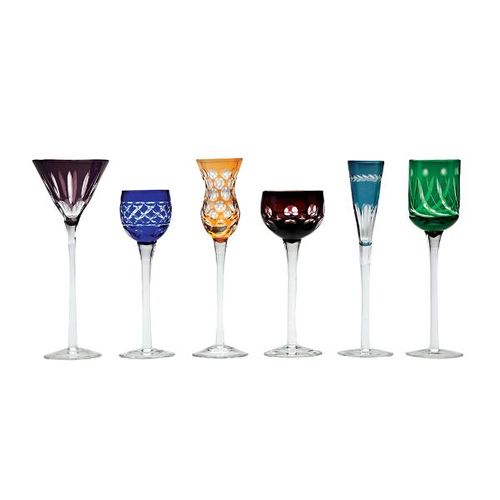 Jogo de taças para licor em cristal lapidadas Wolff 6 peças color Jogo de taças para licor em cristal lapidadas Wolff 6 peças color