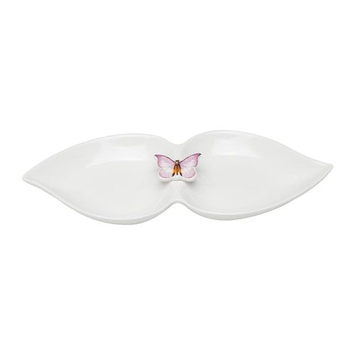Petisqueira em porcelana Wolff Borboletas 22x10x3cm branco