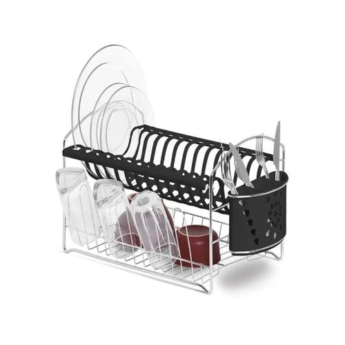 Secador de louças com porta-talheres Niquelart 47,5cm preto Secador de louças com porta-talheres Niquelart 47,5cm preto
