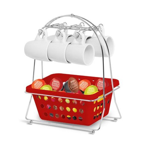 Suporte de xícaras e cápsulas Niquelart 22,5x15,5cm vermelho Suporte de xícaras e cápsulas Niquelart 22,5x15,5cm vermelho