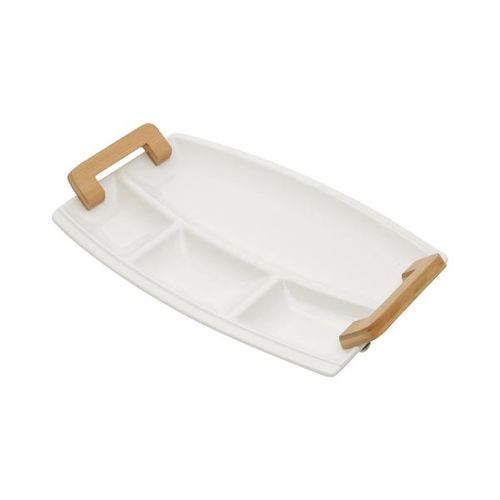 Petisqueira em porcelana com alça Bon Gourmet 37x22cm branca Petisqueira em porcelana com alça Bon Gourmet 37x22cm branca