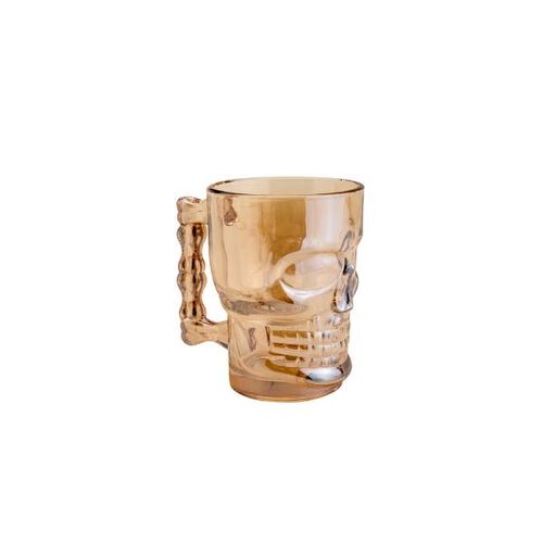 Caneca em vidro para chopp Lyor Caveira Rock Style 510ml âmbar Caneca em vidro para chopp Lyor Caveira Rock Style 510ml âmbar