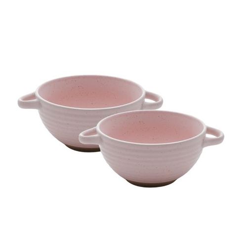 Jogo de Bowls em cerâmica com alça Bon Gourmet Romance 460ml 2 peças 6,5x12cm Rosa Jogo de Bowls em cerâmica com alça Bon Gourmet Romance 460ml 2 peças 6,5x12cm Rosa