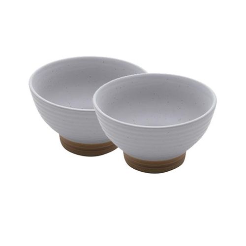 Jogo de bowls em cerâmica Bon Gourmet Romance 2 peças 7,5x13cm 500ml cinza Jogo de bowls em cerâmica Bon Gourmet Romance 2 peças 7,5x13cm 500ml cinza