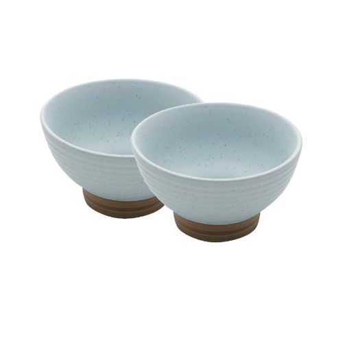 Jogo de bowls em cerâmica Bon Gourmet Romance 2 peças 7,5x13cm 500ml verde Jogo de bowls em cerâmica Bon Gourmet Romance 2 peças 7,5x13cm 500ml verde
