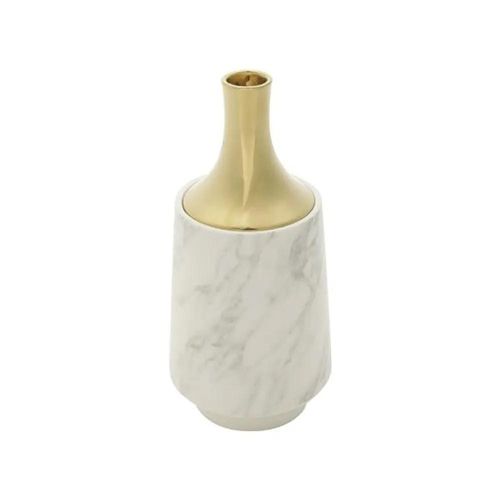 Vaso decorativo em porcelana Royal Decor Marble 10x26cm branco e dourado