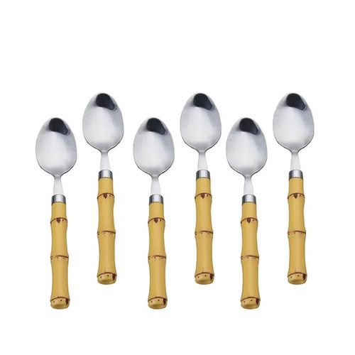 Jogo de colheres sobremesa em inox e plástico Lyor Bambu 6 peças Jogo de colheres sobremesa em inox e plástico Lyor Bambu 6 peças