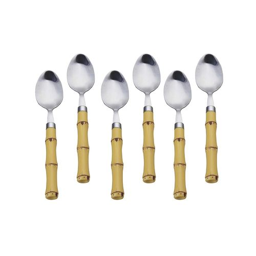 Jogo de colheres de mesa em inox e plástico Lyor Bambu 19cm 6 peças Jogo de colheres de mesa em inox e plástico Lyor Bambu 19cm 6 peças
