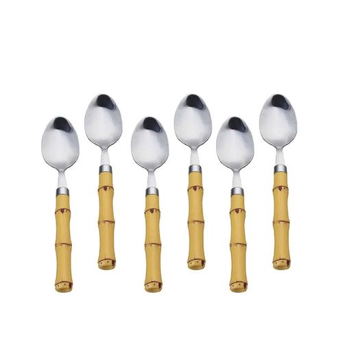Jogo de colheres de chá em inox e plástico Lyor  16cm 6 peças Jogo de colheres de chá em inox e plástico Lyor  16cm 6 peças