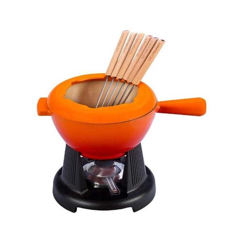 Fondue para queijos e carnes em ferro Le Creuset laranja Fondue para queijos e carnes em ferro Le Creuset laranja