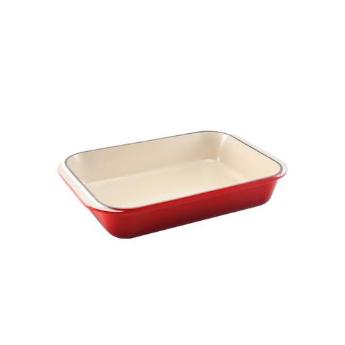 Travessa retangular em ferro Le Creuset 40cm vermelha