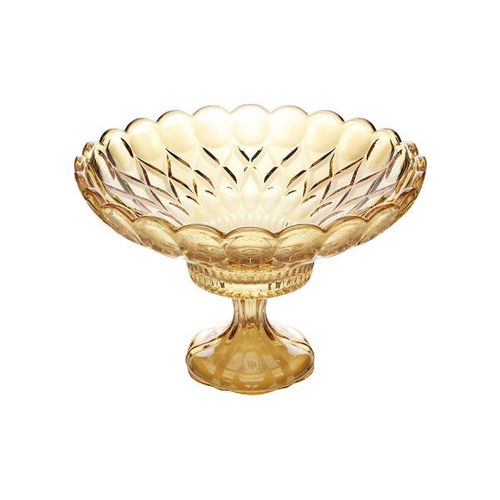 Centro de mesa com pé em cristal Wolff Angel 32x19cm âmbar