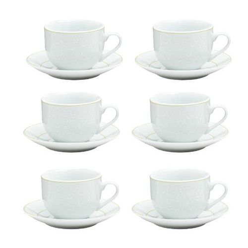Jogo de xícaras café em porcelana Wolff Marrocos 6 peças branco e dourado Jogo de xícaras café em porcelana Wolff Marrocos 6 peças branco e dourado