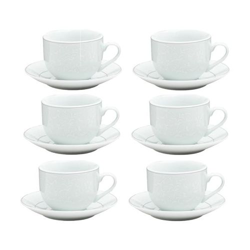 Jogo de xícaras café em porcelana Wolff Marrocos 6 peças branco e prata Jogo de xícaras café em porcelana Wolff Marrocos 6 peças branco e prata