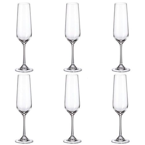 Jogo de taças para champanhe em cristal Bohemia Strix 200ml 6 peças incolor