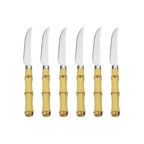 Jogo de facas de churrasco com cabo plástico Lyor Bambu 6 peças Jogo de facas de churrasco com cabo plástico Lyor Bambu 6 peças