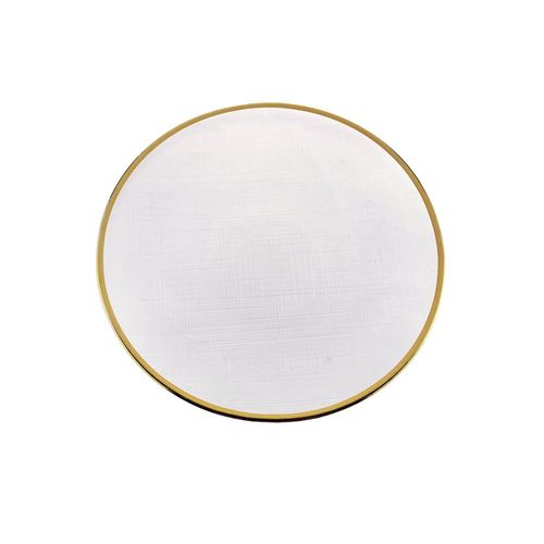 Prato raso em cristal Wolff Linen 26cm dourado