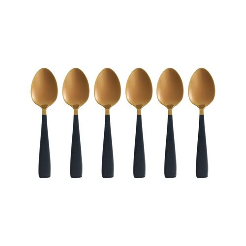 Jogo de colheres para café em inox Wolff Pisa 6 peças rosé gold e preto