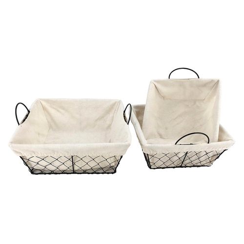 Jogo de cestas quadradas com alça de ferro e tecido Dynasty 3 peças (26209) Jogo de cestas quadradas com alça de ferro e tecido Dynasty 3 peças (26209)