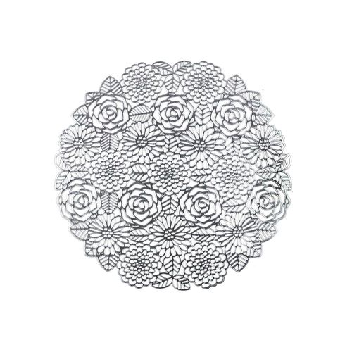 Lugar americano em plástico Lyor Flowers 38cm prateado