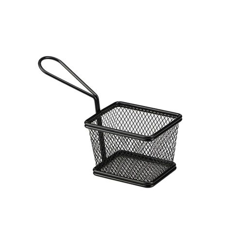 Minicesta retangular para alimentos inox Dynasty 10x8cm preta
