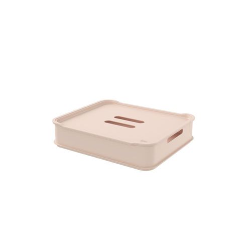 Cesta em plástico com tampa Coza Maxi 38x31,6x8,4cm rosa translúcido