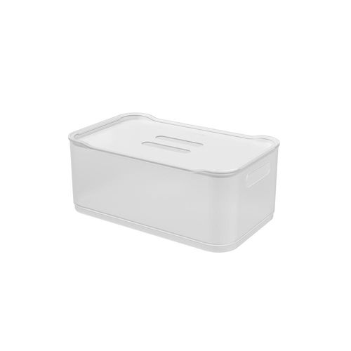 Cesta em plástico com tampa Coza Fit grande natural