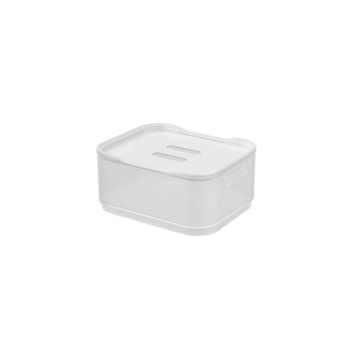 Cesta em plástico com tampa Coza Fit pequena natural